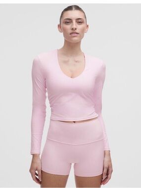 lululemon All It Takes Nulu Ribbed V-neck Long-sleeve B-D Cup Blissful Pink